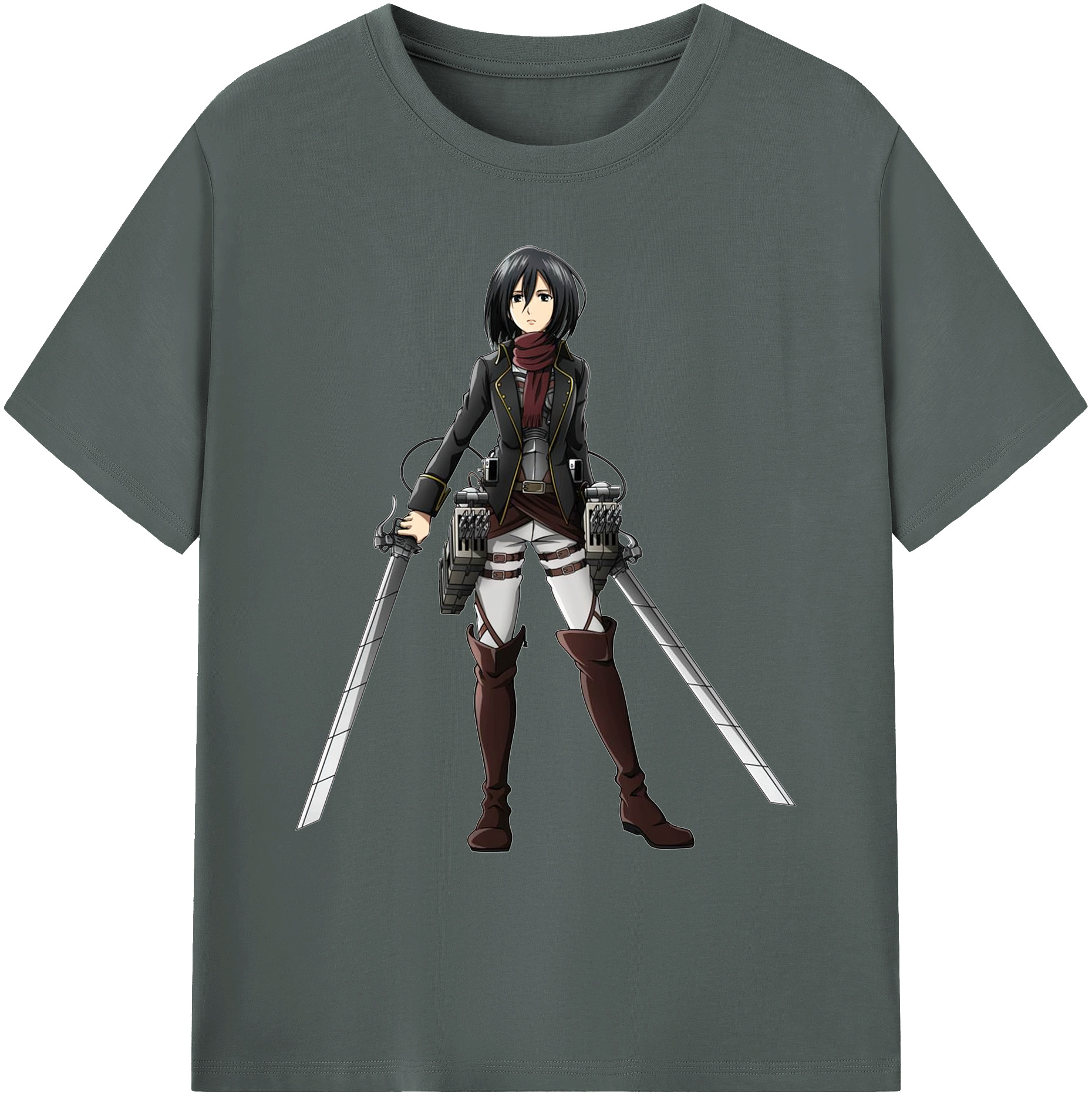 （画像用） 進撃の巨人 ミカサ·アッカーマン Attack on Titan Mikasa Ackerman 綿100％ メンズ半袖Tシャツ｜肌触りやわらか＆通気性